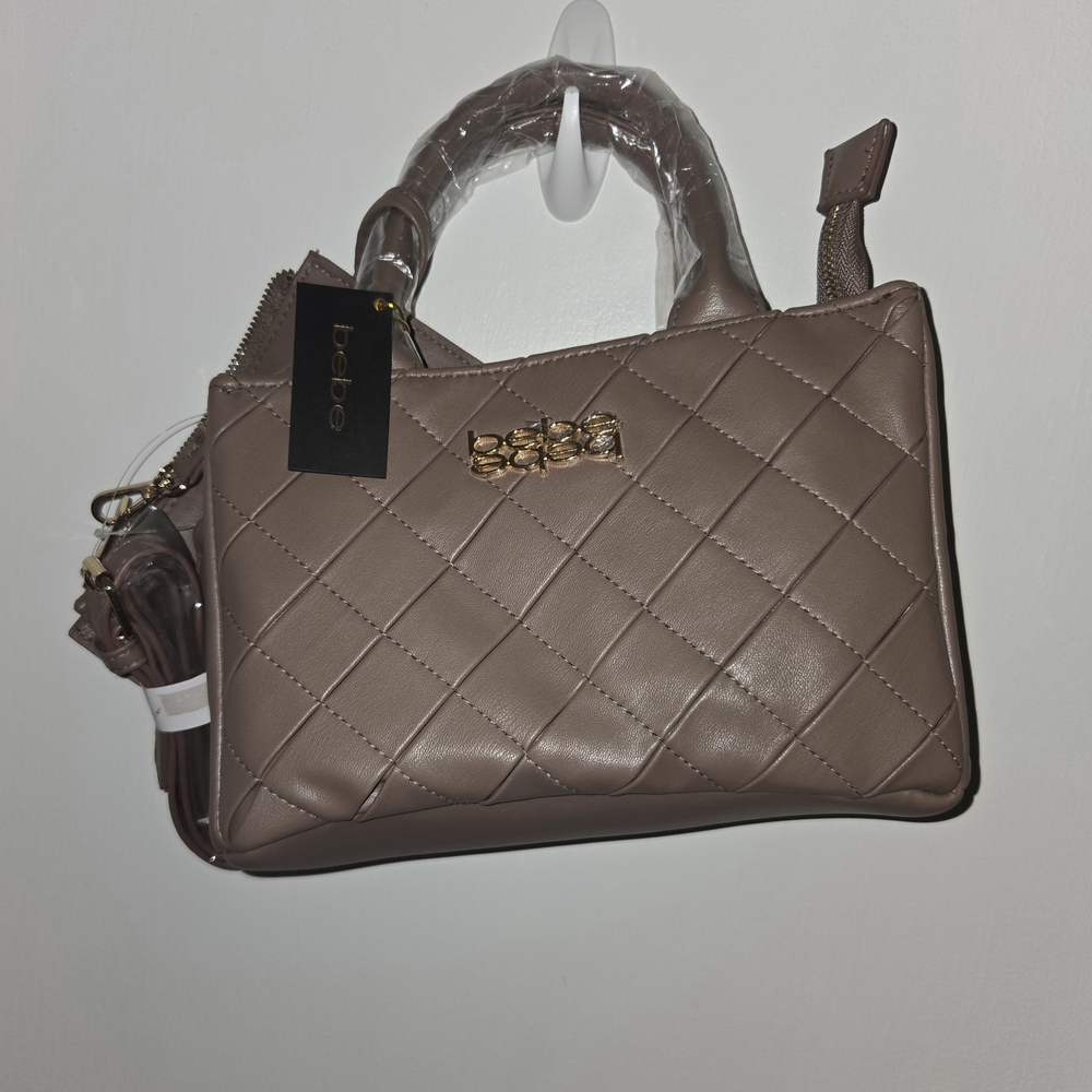 Bebe Quilted Beige Satchel